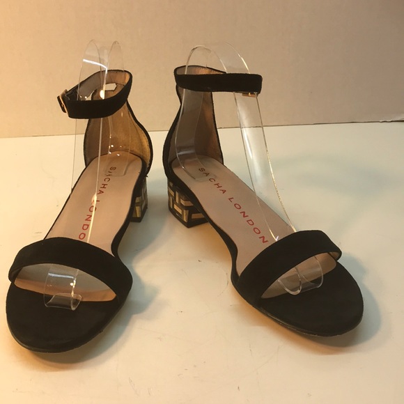 Sacha London Black Suede Sandals with Multi-color Heel Size 7 - Picture 1 of 12